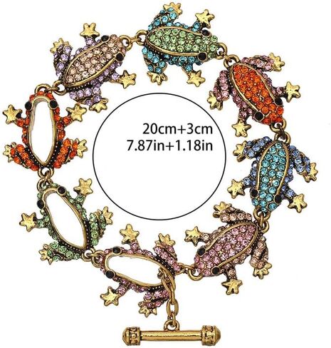 1Pcs Vintage Exquisite Frog-Shaped Rhinestone Inlaid Bangle Creative Frog Bracelet Sparkling Alloy Construction Adjustable Size for Animal Lovers in Kuwait