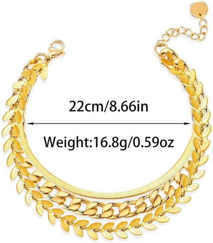 Gold Bracelets for Women, 14K Gold Plated Jewelry Sets Trendy Thin Dainty Stackable Cuban Link Paperclip Chain Bracelet in Kuwait