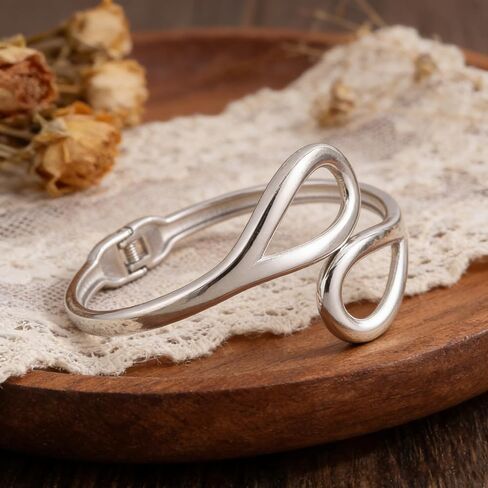 Elegant Silver Tone Spring-Loaded Bangle Hypoallergenic Stainless Steel & Minimalist Design in Kuwait