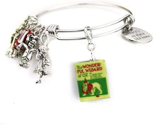 The Wonderful Wizard of Oz L. Frank Baum Clay Mini Book Expandable Stainless Steel Bangle Bracelet in Saudi Arabia