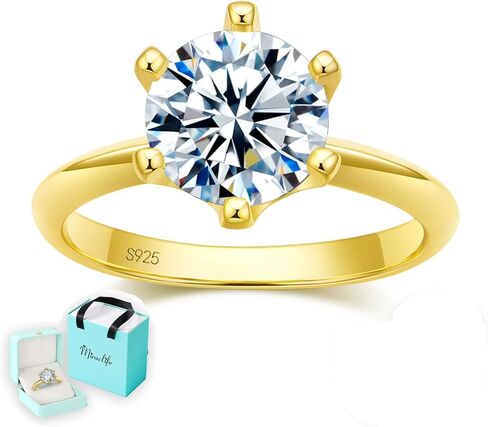 2CT Moissanite Engagement Rings for Women, 6 Prong Wedding Ring D Color, 925 Sterling Silver with 18K White Gold Plated, Include Jewelry Box,with Certificate in Saudi Arabia
