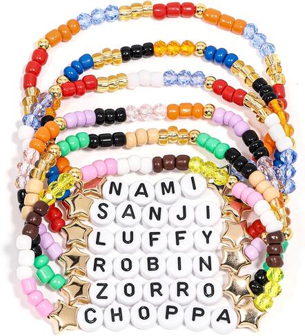 AICase for Pirate Anime Merch Piece Gifts Inspired Bracelets 6 Pcs Stackable Stretch Beaded Friendship Bracelets Anime Coustume figure Outfit Shirt Poster Sticker Merchandise Gifts for Fans Birthday in Kuwait