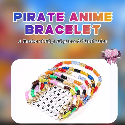 AICase for Pirate Anime Merch Piece Gifts Inspired Bracelets 6 Pcs Stackable Stretch Beaded Friendship Bracelets Anime Coustume figure Outfit Shirt Poster Sticker Merchandise Gifts for Fans Birthday in Kuwait