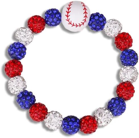 Baseball Sports Bracelets Sparkling Football Baseball Rhinestone Beaded Bracelets for Women Men Game Day Sports Favors Jewelry Gifts Baseballs Mom Shirts Stuff in Saudi Arabia