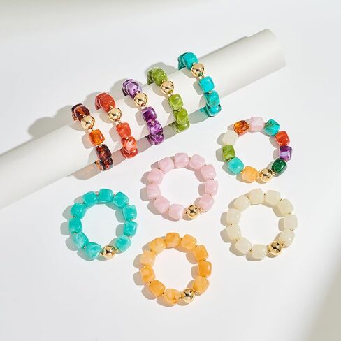 Chunky Beaded Bracelet for Women Trendy Statement Big Lake Blue Resin Bead Stretch Bracelets Summer Beach Beachy Boho Jewelry Charm Cute Gifts Stuff for Women in Saudi Arabia