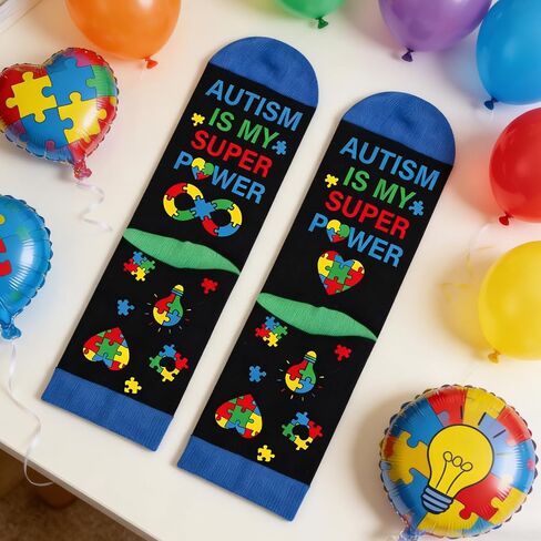 Autism Awareness Socks Bracelets - 2Pcs Autism Gifts for Women, Colorful Novelty Autistic Puzzle Piece Socks Bracelets Autistic Awareness Month Gifts for Mom Teachers in Saudi Arabia