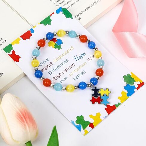 Autism Awareness Socks Bracelets - 2Pcs Autism Gifts for Women, Colorful Novelty Autistic Puzzle Piece Socks Bracelets Autistic Awareness Month Gifts for Mom Teachers in Saudi Arabia