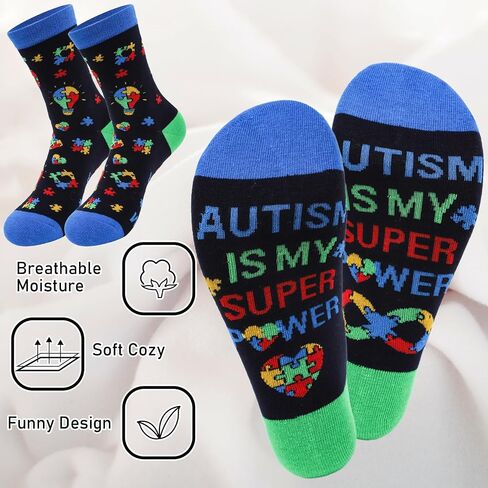 Autism Awareness Socks Bracelets - 2Pcs Autism Gifts for Women, Colorful Novelty Autistic Puzzle Piece Socks Bracelets Autistic Awareness Month Gifts for Mom Teachers in Saudi Arabia