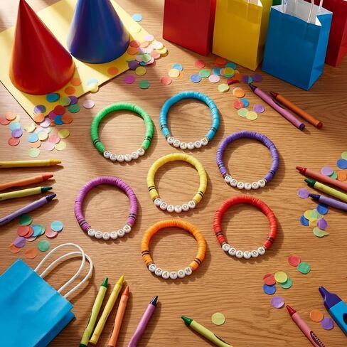 Huquary 24 Pcs Teacher Appreciation Gift Crayon Bracelet Bulk Teach Polymer Clay Bead Bracelets Bulk Teacher Jewelry Gifts for School Graduation Party Favors First Day of School in Kuwait