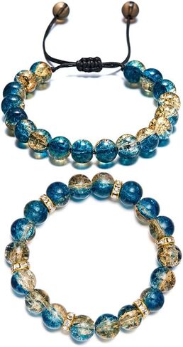 Beaded Stretch Bracelets for Women Men Healing Crystal Bracelet Bead Adjustable Unisex Gemstones Bracelets 10MM Weave Jewelry in Kuwait