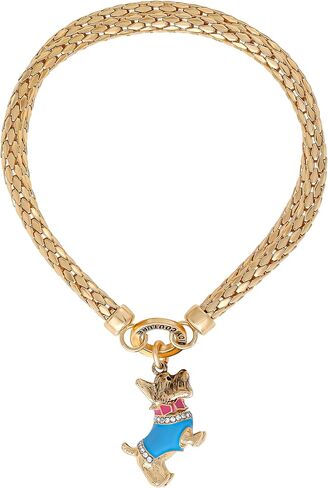 Juicy Couture Stretch Double Mesh Bracelet for Women with Enamel Scottie Dog Charm, Gold-Tone Stretch Bracelet with Crystals in Kuwait