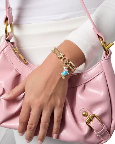 Juicy Couture Stretch Double Mesh Bracelet for Women with Enamel Scottie Dog Charm, Gold-Tone Stretch Bracelet with Crystals in Kuwait