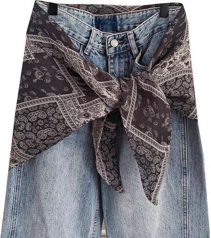 GUZOSJO Women's Cotton Fashion Triangle Scarf Belt,Waist Sash Wrap Satin Boho Belts for Pants Dress Gift in Saudi Arabia