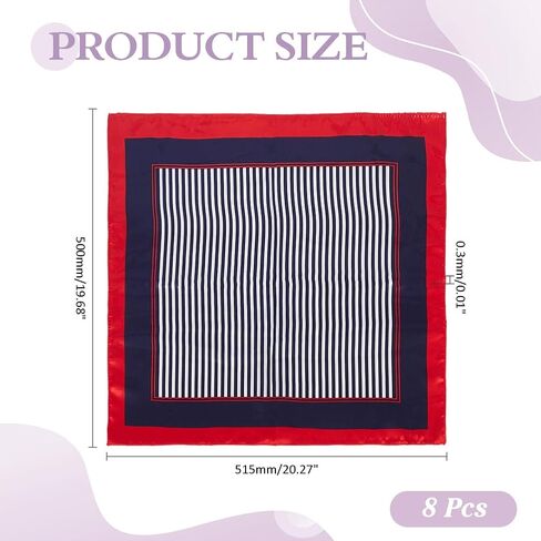 8Pcs Sailor Scarf Square Stain Flight Attendant Neck Scarf Blue Red White Stripe Scarves Bandana Neck Gaiter in Kuwait