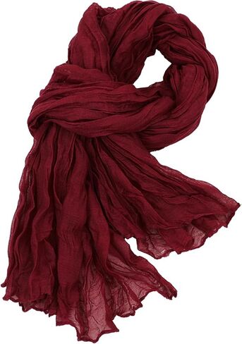 Women Crinkle Spring Scarf Shawls Summer Long Scarves Lightweight Hijab Wraps Soft Linen Cotton for Beach Travel in Kuwait