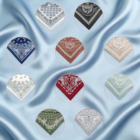 10 Pcs 27.6 x 27.6 Inch Square Satin Head Scarves Neck Scarf Women Silk Bandana Hair Scarves Hair Wrap for Home Living Sleeping Party in Kuwait