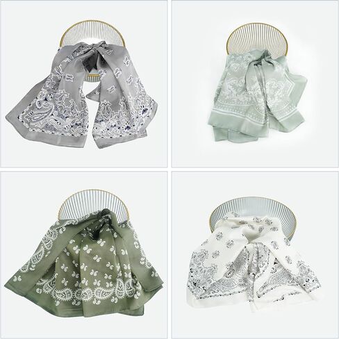 10 Pcs 27.6 x 27.6 Inch Square Satin Head Scarves Neck Scarf Women Silk Bandana Hair Scarves Hair Wrap for Home Living Sleeping Party in Kuwait