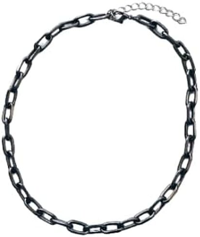 Black Pewter Paperclip Chain Necklace Gunmetal Plating Stainless Steel Gift For Her in Kuwait