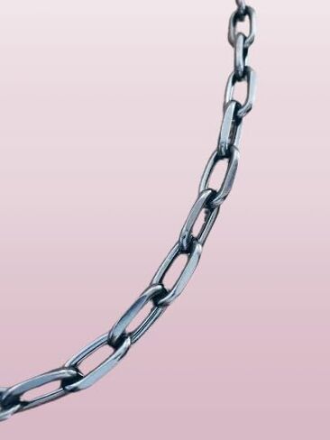 Black Pewter Paperclip Chain Necklace Gunmetal Plating Stainless Steel Gift For Her in Kuwait