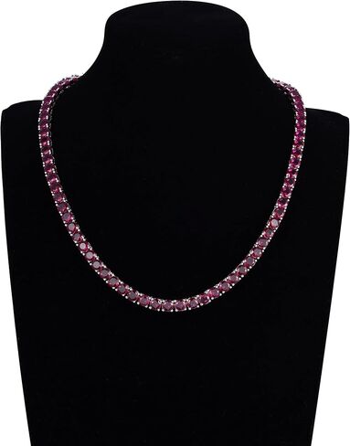 Red Cubic Zirconia Tennis Necklace for Women, Iced Out Ruby Red Tennis Chain, Silver Tone Round-Cut Choker, Hypoallergenic, Lead & Nickel Free Sparkly Jewelry Gift for Her, 5mm Stones, 16 inch in Saudi Arabia