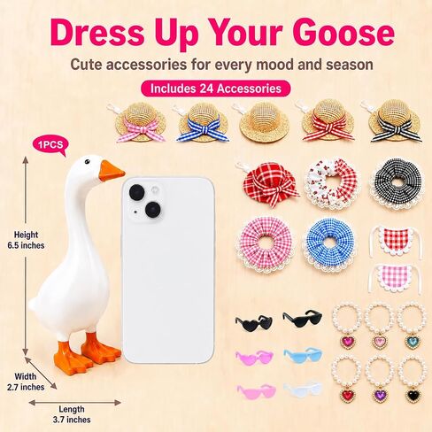 Mini Desk Goose 7 Inch with 6 Set Outfits Key Holder Decor | Magnetic Desktop Porch Goose Statue Dress Up Kit for Home Office Bedroom Housewarming Gift in Saudi Arabia