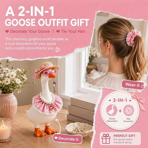 Mini Desk Goose 7 Inch with 6 Set Outfits Key Holder Decor | Magnetic Desktop Porch Goose Statue Dress Up Kit for Home Office Bedroom Housewarming Gift in Saudi Arabia