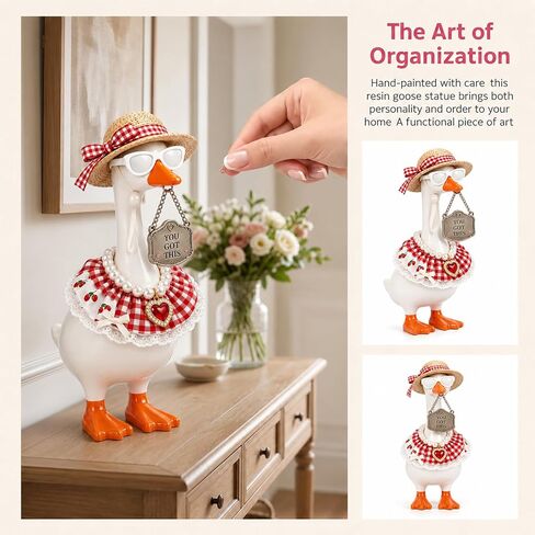 Mini Desk Goose 7 Inch with 6 Set Outfits Key Holder Decor | Magnetic Desktop Porch Goose Statue Dress Up Kit for Home Office Bedroom Housewarming Gift in Saudi Arabia
