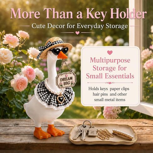 Mini Desk Goose 7 Inch with 6 Set Outfits Key Holder Decor | Magnetic Desktop Porch Goose Statue Dress Up Kit for Home Office Bedroom Housewarming Gift in Saudi Arabia