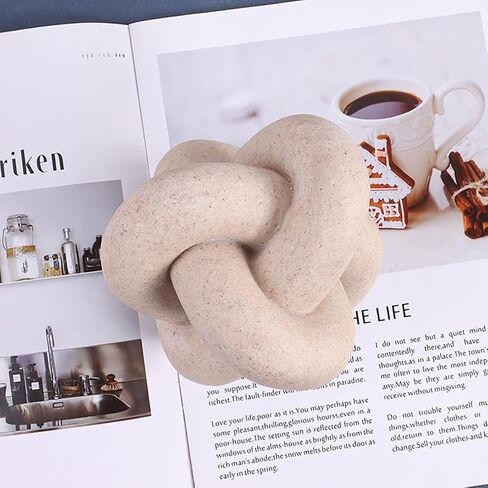 Handmade Sandstone Geometric Knot Sculpture Decor | Modern Decorative Chain Link Statue Ornament for Home & Office, Small Tabletop Accent for Coffee Table & Shelf Decor in Saudi Arabia