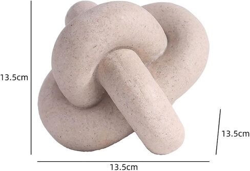 Handmade Sandstone Geometric Knot Sculpture Decor | Modern Decorative Chain Link Statue Ornament for Home & Office, Small Tabletop Accent for Coffee Table & Shelf Decor in Saudi Arabia