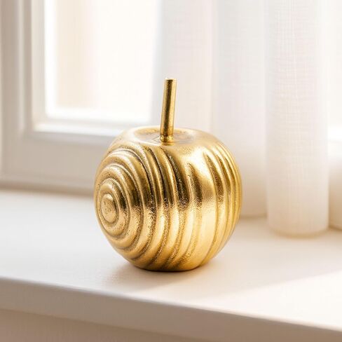 Apple Statuary Decorative Sculpture – Aluminum Metal Modern Home Decor, Decorative Object – Contemporary Shelf Art & Coffee Table Decor for Living Room & Office – 6", Gold in Saudi Arabia
