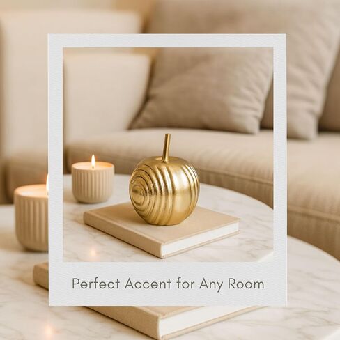 Apple Statuary Decorative Sculpture – Aluminum Metal Modern Home Decor, Decorative Object – Contemporary Shelf Art & Coffee Table Decor for Living Room & Office – 6", Gold in Saudi Arabia