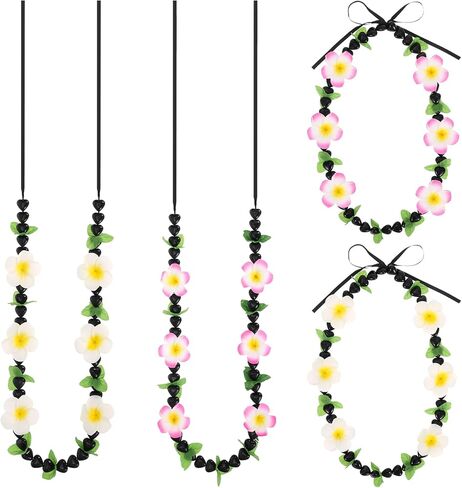 2 Pack 48 Inch Hawaiian Graduation Kukui Nut Money Lei 3D Artificial Plumeria Flower Tropical Hawaii Luau Wreaths for High School College 2026 Grad Party Accessories in Kuwait