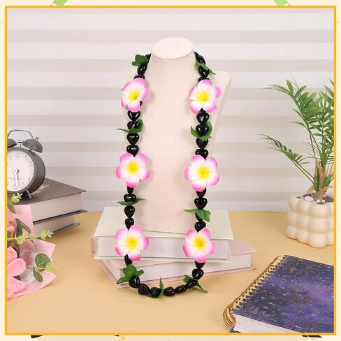 2 Pack 48 Inch Hawaiian Graduation Kukui Nut Money Lei 3D Artificial Plumeria Flower Tropical Hawaii Luau Wreaths for High School College 2026 Grad Party Accessories in Kuwait