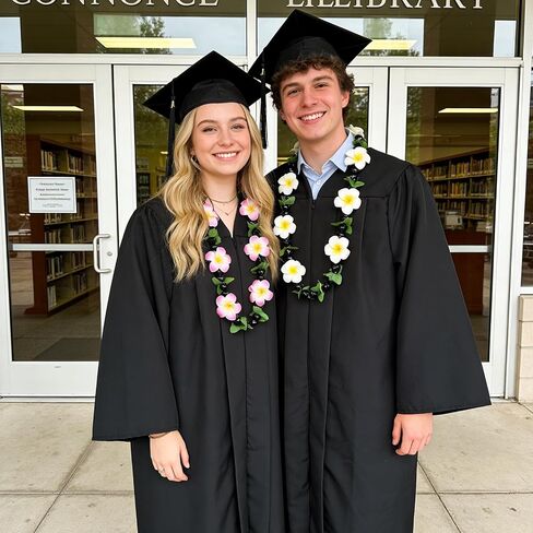 2 Pack 48 Inch Hawaiian Graduation Kukui Nut Money Lei 3D Artificial Plumeria Flower Tropical Hawaii Luau Wreaths for High School College 2026 Grad Party Accessories in Kuwait