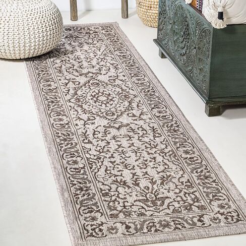 JONATHAN Y Ornate Medallion Indoor Outdoor Runner Rug 2X8 Brown/Beige, Jerash for Backyard, Patio, Porch, Easy-Cleaning, High Traffic, Pet-Friendly, Non-Shedding (SMB115A-28) in Kuwait