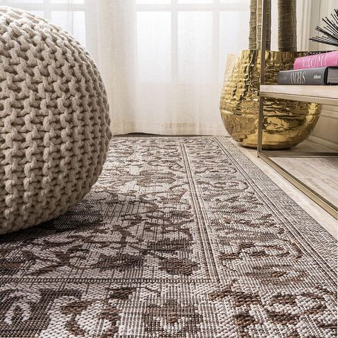 JONATHAN Y Ornate Medallion Indoor Outdoor Runner Rug 2X8 Brown/Beige, Jerash for Backyard, Patio, Porch, Easy-Cleaning, High Traffic, Pet-Friendly, Non-Shedding (SMB115A-28) in Kuwait