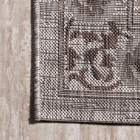 JONATHAN Y Ornate Medallion Indoor Outdoor Runner Rug 2X8 Brown/Beige, Jerash for Backyard, Patio, Porch, Easy-Cleaning, High Traffic, Pet-Friendly, Non-Shedding (SMB115A-28) in Kuwait