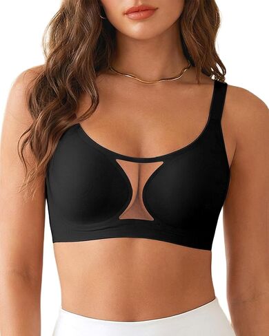 Wireless Mesh Push Up Bra for Women, Full Coverage | Jelly fabric with seamless finish, breathable mesh panels, wirefree support, padded lift design for everyday comfort. in Saudi Arabia