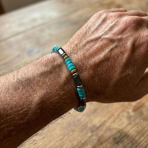 Turquoise Hematite Gemstone Bracelet, Bohemian Western Adjustable Bracelet for Men & Women in Saudi Arabia
