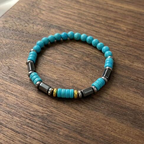 Turquoise Hematite Gemstone Bracelet, Bohemian Western Adjustable Bracelet for Men & Women in Saudi Arabia