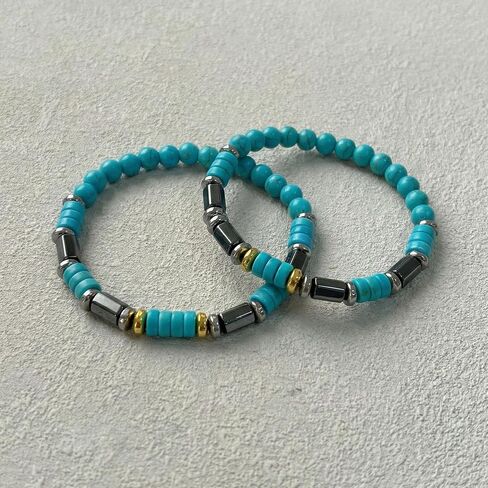 Turquoise Hematite Gemstone Bracelet, Bohemian Western Adjustable Bracelet for Men & Women in Saudi Arabia
