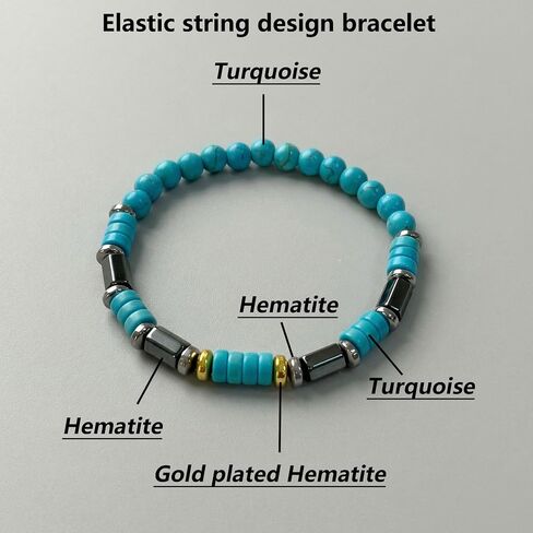 Turquoise Hematite Gemstone Bracelet, Bohemian Western Adjustable Bracelet for Men & Women in Saudi Arabia