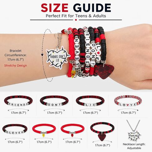 for Strange Merch Things Bracelet,Necklace Friends Don't Lie | Strange Merchandie Bracelets Necklace Set Fans Friendship Gift Merch Jewelry for Friend Women Girls in Saudi Arabia