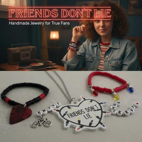 for Strange Merch Things Bracelet,Necklace Friends Don't Lie | Strange Merchandie Bracelets Necklace Set Fans Friendship Gift Merch Jewelry for Friend Women Girls in Saudi Arabia