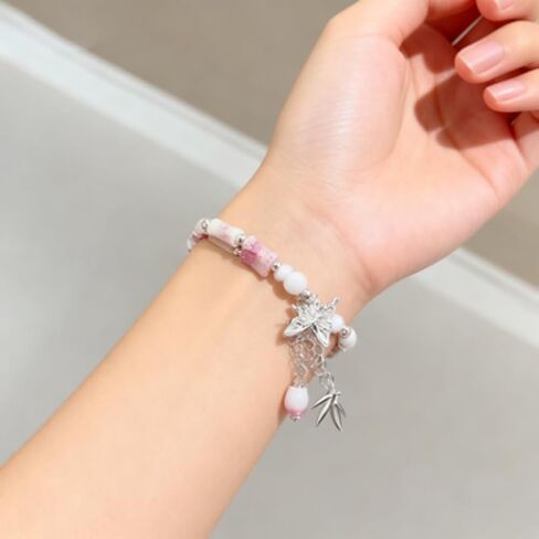 Stretch Bracelet for Women Trendy Bamboo Crystal Butterfly Bracelets Hypoallergenic Fashion Accessories Jewelry Gifts in Saudi Arabia