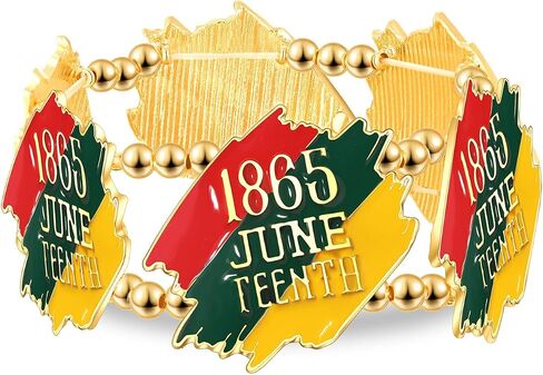 African Bracelet for Black Women 1865 Juneteenth Bracelets Africa Flag Beaded Stretch Bracelet Bangles Black History Juneteenth African Jewelry Accessories Outfits Gifts in Saudi Arabia