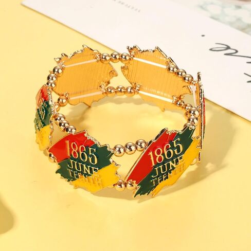 African Bracelet for Black Women 1865 Juneteenth Bracelets Africa Flag Beaded Stretch Bracelet Bangles Black History Juneteenth African Jewelry Accessories Outfits Gifts in Saudi Arabia