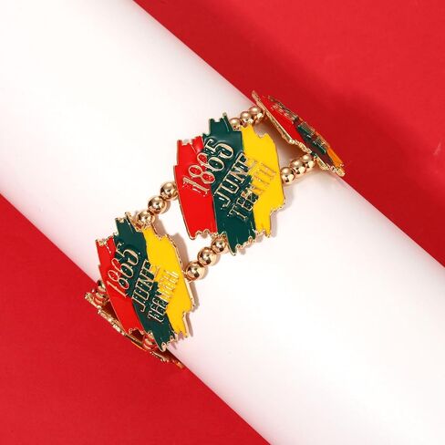African Bracelet for Black Women 1865 Juneteenth Bracelets Africa Flag Beaded Stretch Bracelet Bangles Black History Juneteenth African Jewelry Accessories Outfits Gifts in Saudi Arabia