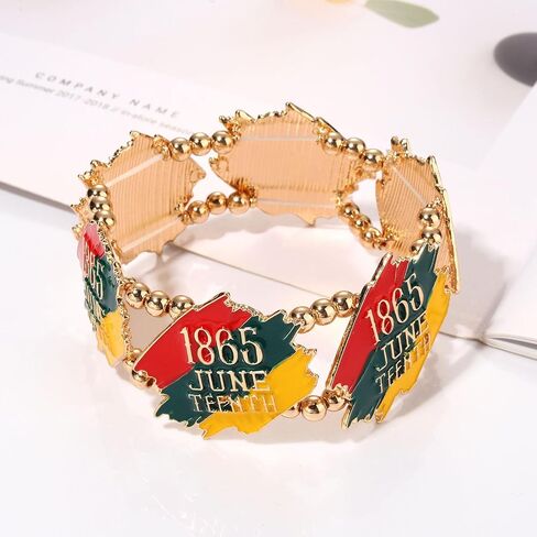 African Bracelet for Black Women 1865 Juneteenth Bracelets Africa Flag Beaded Stretch Bracelet Bangles Black History Juneteenth African Jewelry Accessories Outfits Gifts in Saudi Arabia